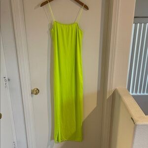 Neon Lime Slip Maxi Dress - Women